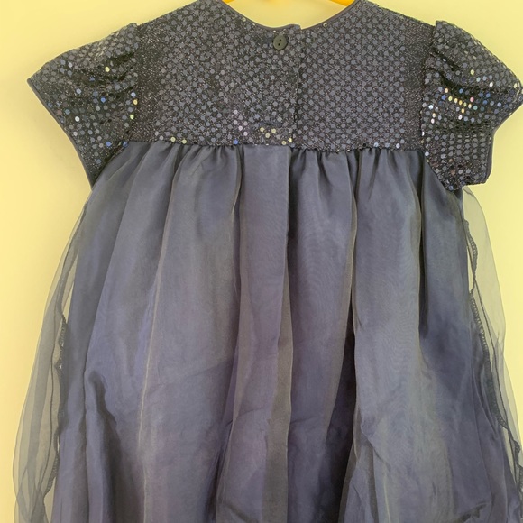 Rare Editions Girls Party Holiday Dress Navy Size 3T Tulle Embellished Red Rose - Picture 2 of 8